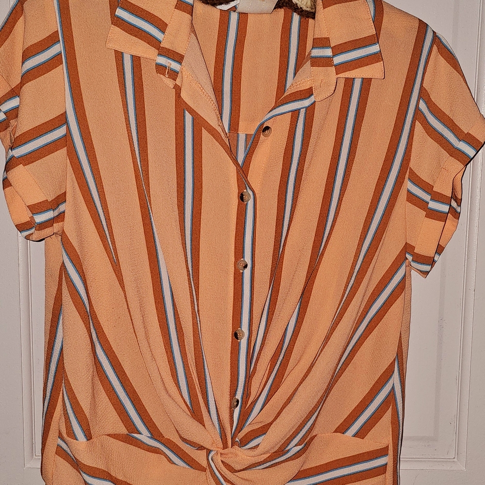 Self Esteem Orange Blouse Salmon Summer Like New Collar Women Junior Large